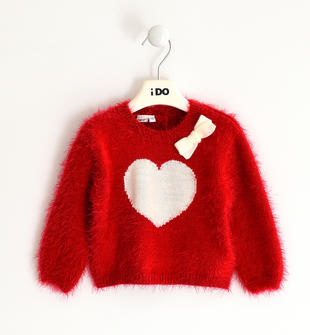 Maglia in tricot a filato lungo con cuore ido ROSSO-2253