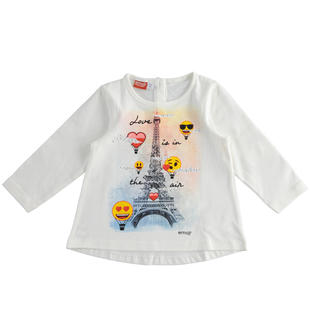 Maglietta girocollo Emoji in jersey stretch ido PANNA-0112