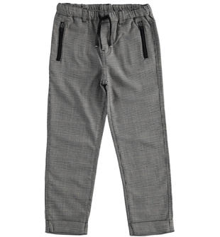 Morbido pantalone tessuto check joggers fit ido NERO-0658