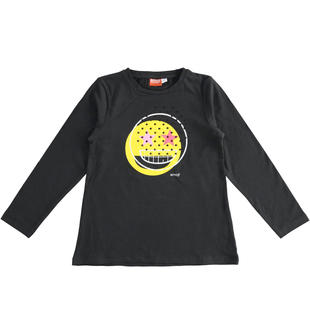 Maglietta girocollo in jersey stretch Emoji ido NERO-0658
