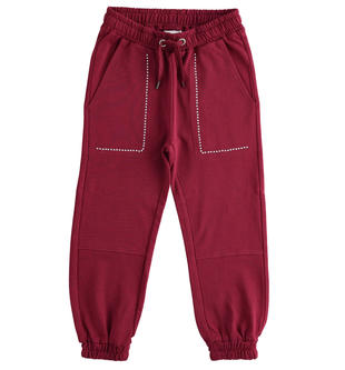 Pantalone in felpa 100% cotone con piccole borchie ido BORDEAUX-2537