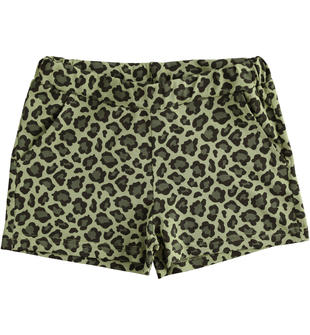 Shorts bambina in jersey stretch stampa all over ido VERDE-NERO-6SZ7