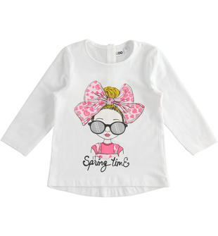 Maglietta bambina girocollo Spring Time 100% cotone ido