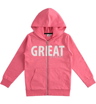 Felpa bambina 100% cotone con stampa e cappuccio ido ROSA-2325