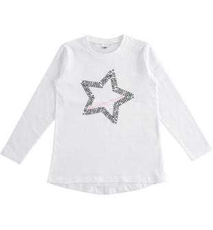 Maglietta bambina 100% cotone con stella ido BIANCO-0113
