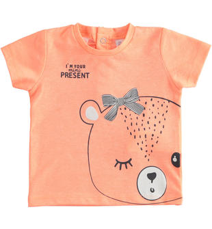 T-shirt neonato modello unisex con dolce stampa ido ARANCIO-GRIGIO-8061