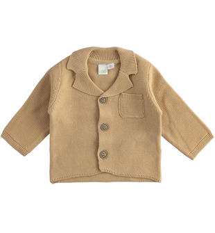 Cardigan neonato in tricot 100% cotone con taschino ido BEIGE-0737