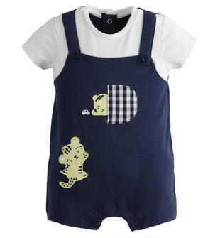 Pagliaccetto neonato finta salopette con tigri - 44077 ido NAVY-3854