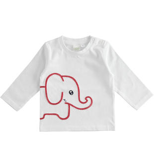 Maglietta neonato girocollo con elefantino 100% cotone ido