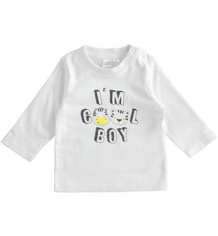 Maglietta neonato con stampe diverse 100% cotone ido BIANCO-GRIGIO-8011
