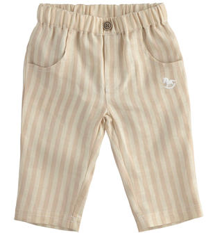Elegante pantalone neonato in 100% lino ido BEIGE-BEIGE-6RX4