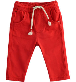 Pantalone neonato in twill stretch di cotone ido ROSSO-2256