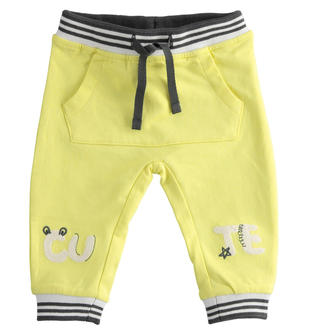 Pantalone neonato in felpa con elastico rigato ido GIALLO-1417