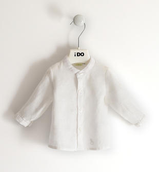 Camicia neonato collo alla coreana 100% lino ido BIANCO-0113
