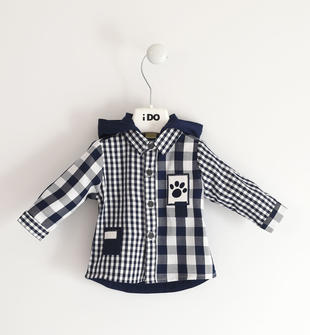 Camicia neonato con cappuccio fantasia check ido NAVY-3854