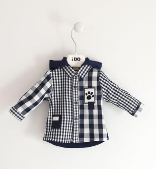 Camicia neonato con cappuccio fantasia check ido