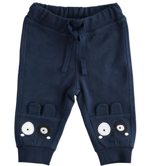Pantalone neonato in 100% cotone con applicazioni ido