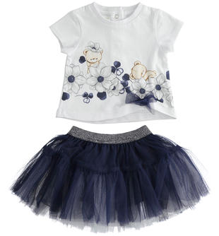 Completino neonata t-shirt e gonna in tulle ido NAVY-3854