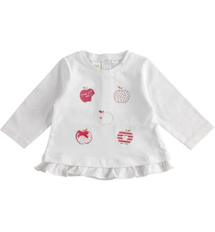 Maglietta neonata manica lunga con mele ido BIANCO-0113