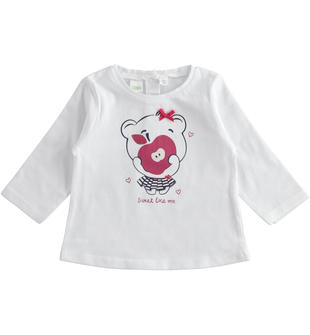 Maglietta manica lunga neonata in 100% cotone ido BIANCO-0113
