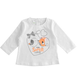 Maglietta manica lunga neonata in 100% cotone ido BIANCO-ARANCIO-8226