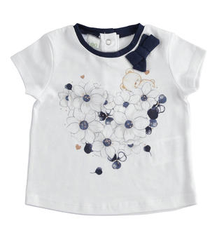 T-shirt neonata 100% cotone con cuore di fiori ido