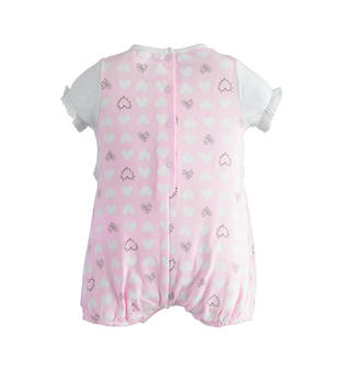 Pagliaccetto neonata in jersey stretch con cuori ido ROSA-BIANCO-6SG4