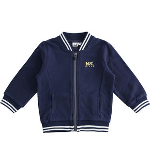 Felpa bambino con zip 100% cotone con elastico rigato ido NAVY-3854