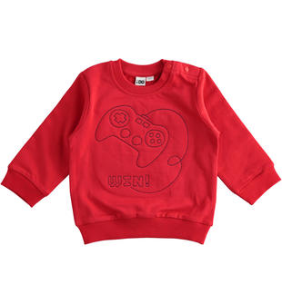 Felpa bambino 100% cotone con ricamo ido ROSSO-2256