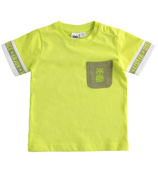 T-shirt bambino 100% cotone con taschino e stampe ido VERDE CHIARO-5242