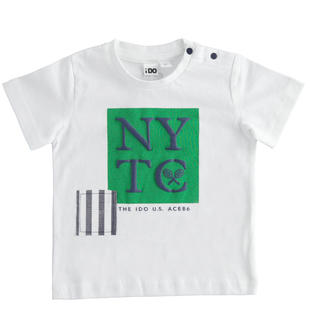 T-shirt bambino con stampa 100% cotone ido BIANCO-0113