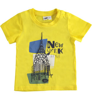 T-shirt bambino stampa New York 100% cotone ido GIALLO-1444
