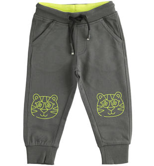 Pantaloni tuta bambino in felpa 100% cotone ido GRIGIO SCURO-0566