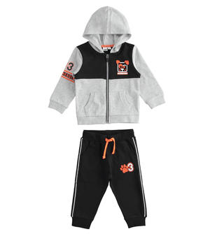 Tuta bambino jogging con stampa zampa ido GRIGIO MELANGE-8992