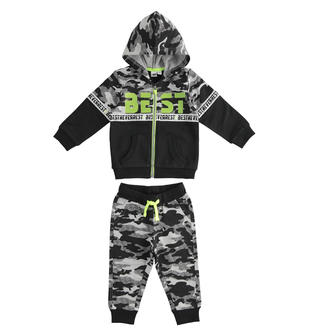 Tuta bambino due pezzi 100% cotone fantasia camouflage ido NERO-0658