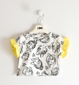 T-shirt bambina maniche con volant 100% cotone ido