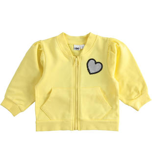 Felpa bambina con zip con cuore di paillettes ido GIALLO-1454