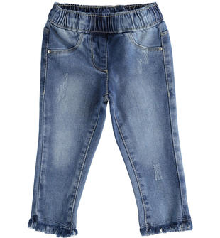 Jeans bambina in denim stretch sfrangiati ido