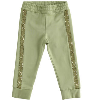 Pantalone per bambina con bande di paillettes ido