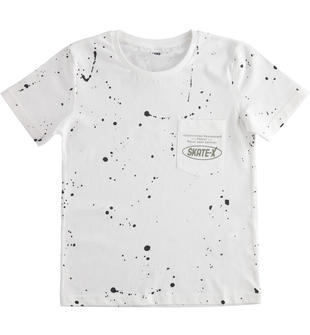 T-shirt bambino in 100% cotone stampa skate ido BIANCO-NERO-6ST6