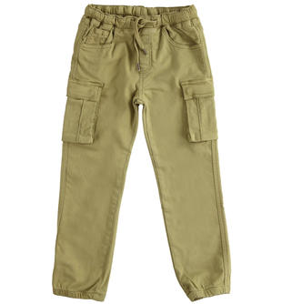 Pantaloni cargo bambino in satin stretch di cotone ido