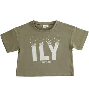T-shirt bambina short body stampa "I Love You" ido