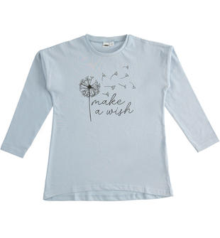 Maglietta bambina girocollo manica lunga 100% cotone ido AZZURRO-3811