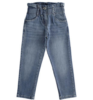 Jeans bambina con elastico arricciato in vita ido STONE BLEACH-7350