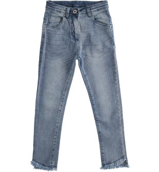 Pantaloni slim fit bambina in denim super stretch ido STONE BLEACH-7350