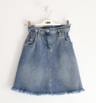 Gonna jeans bambina con elastico in vita ampia e morbida ido STONE BLEACH-7350