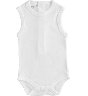 Body neonato in 100% cotone senza maniche ido BIANCO-0113