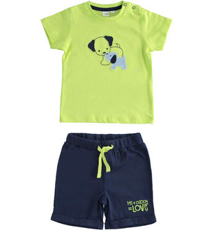 Completo neonato 100% cotone stampa con cagnolini ido VERDE ACIDO-5231