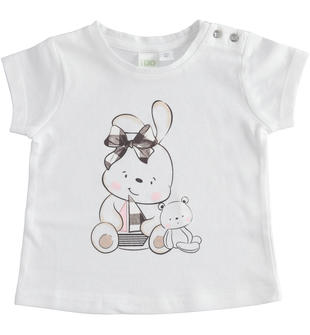 T-shirt neonata 100% cotone con grafiche diverse ido BIANCO-0113