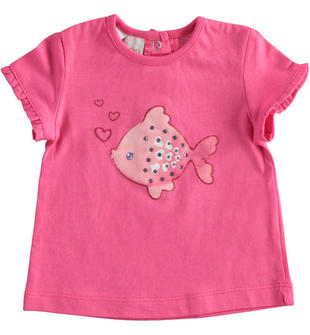 T-shirt neonata in 100% cotone con pesciolino ido ROSA-2427